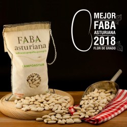 Fabas asturianas Campoastur, con denominación de origen IGP. Paquete de 1 kg. Incluye compango: chorizo, morcilla y lacón